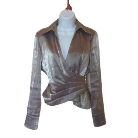 Long Sleeve Gold Blouse Size 8 - Picture 1 of 6